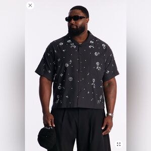 Men’s FashionNova plus chrome bloom Cuban shirt size 3XL